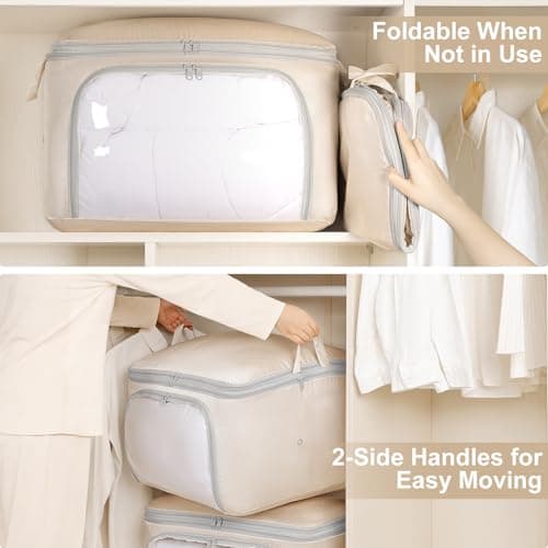 DIMJ Self Compression Duvet Storage Bags, 200L Front-Opening Clear Window — view 6