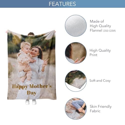 Personalised Photo Blanket, Customised Blanket with Pictures, Soft & Cosy Custom Blanket for Adults & Kids, Thoughtful Gifts for Mum, Dad, Best Friend, Boyfriend, or Girlfriend — view 3