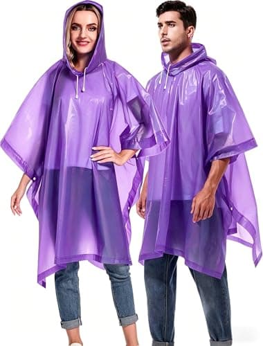 YLVXIG Rain Ponchos Reusable For Adults, Men Women Rain Coat 2Pcs,Purple