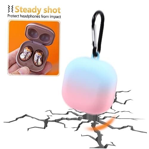 WATIIFUFU Protective Earphone Case for Wireless Earbuds Live, Gradient Hard Shell Cover, Anti-lost Earbud Sleeve with Matte Pink-teal Finish, Sturdy Plastic Headphone Storage for Travel — view 6