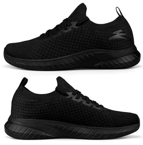 Puweco Womens Trainers Running Shoes Walking Sneaker All Black — view 5