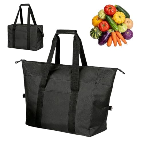 Foldable 20L Cooler Bag with Hard Liner, Foldable Thermal Picnic Bag(Black)