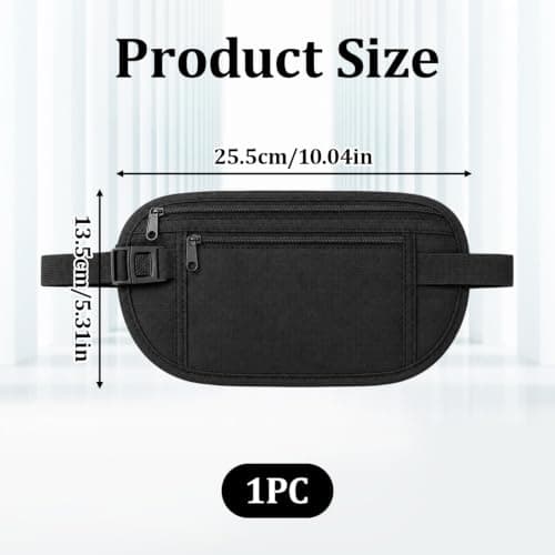 RFID Blocking Travel Money Belt – Ultra-Slim Hidden Waist Pack & Fanny Bag for Men & Women, Adjustable Secure Passport, Cash, Phone & Card Holder for Travel, Office & Outdoor — view 2