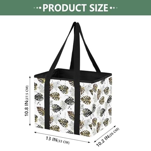 Grckit Car Trunk Organizer Gold Monstera Heavy Duty Collapsible Storage Tote Bag with Reinforced Handles for Shopping Travel Picnic — view 2