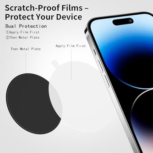 12 Pack Metal Mount Plate Kit – 6 Rectangular & 6 Round – Ultra Thin Steel Plate with Strong 3M Adhesive for Car Mount, Phone, Tablet, GPS​ — view 6