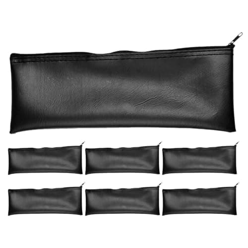 HOMOCONO 7pcs Pu Leather Microphone Storage Bag with Zipper Enclosure for Handheld and Wireless Microphones, Lightweight Shockproof Case for Conferences and Outdoor Carrying, Black Colour