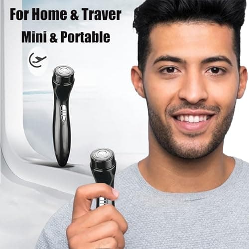Electric Mini Razor for Men, Pocket Portable Wet Dry Face Shaver,Black — view 4