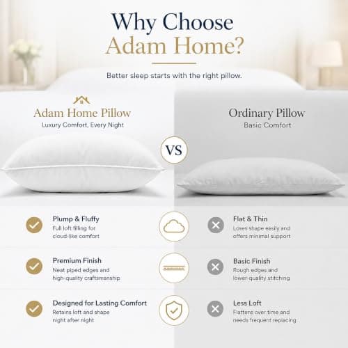 Adam Home Pillows 4 Pack Hotel Quality Side Sleeper Bounce Back Bed Pillow Quick rebound, Dust Proof Resistant Premium Filled Down Pillows Pack of 4 — view 5