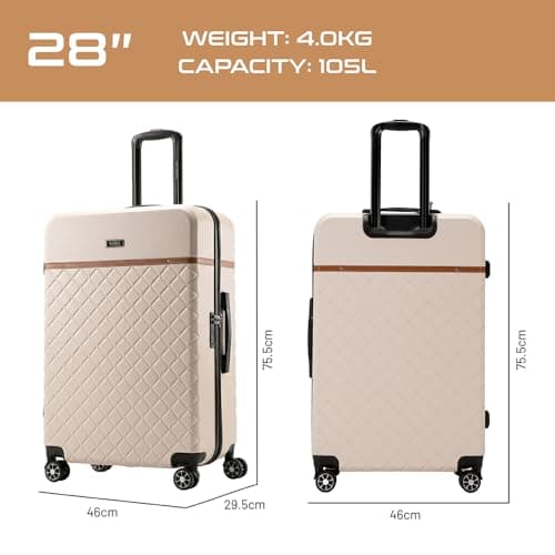 EAGLE EXPRESS Royal Monarch 28" Large Suitcase – Airline Compatible, Lightweight ABS Hard Shell, Silent 360° Spinner Wheels, Anti-Theft Zipper, Cover & Name Tag, (Cream) — view 2
