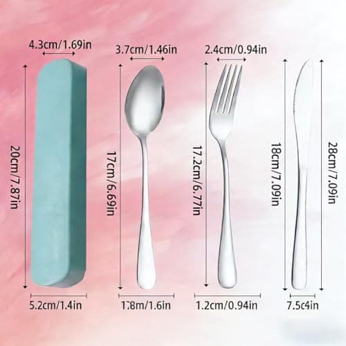 1-piece Travel Utensil Set, elegantutensil Set with Box, Green 3-piece Set (Knife, Fork, Spoon), Suitable for Camping, picnics, School, Office and Daily use, Reusable Travel Utensils — view 6