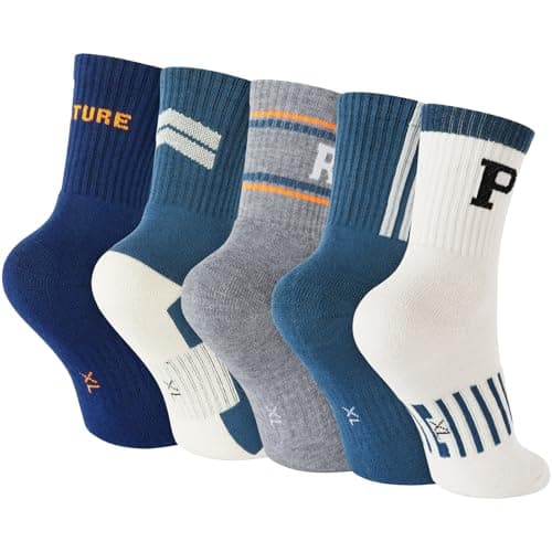 HOTUT Kids Thermal Socks - 5 Pairs Cosy Cushion Crew Socks, Toddlers & Teens Winter Hiking & Boot Socks