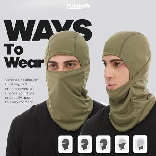 fuinloth Ski Mask Balaclava Motorcycle Cycling Summer UV Unisex Green Camo — view 3