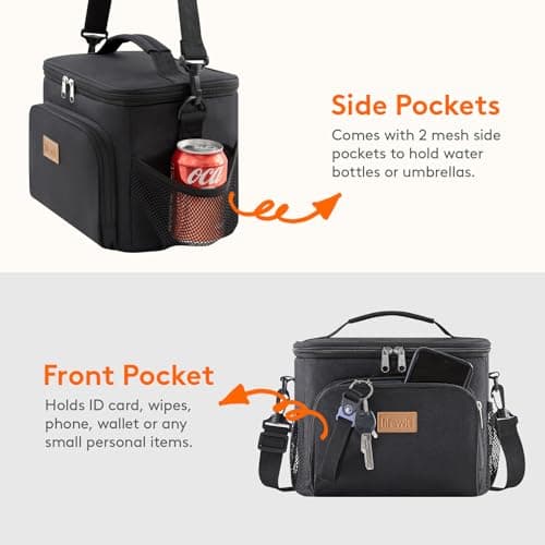 Lifewit 9L Insulated Lunch Bag for Men, Small Cool Bag for Lunch Box, Black — view 5