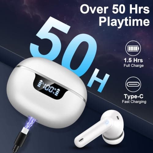 2026 Wireless Earbuds, Bluetooth 5.4 Headphones, 50H Playtime In Ear Earphones HiFi Stereo, Ear buds with 4 ENC Noise Cancelling Mics Deep Bass, IP7 Waterproof Earbuds with LED Display Fast Charging — view 4