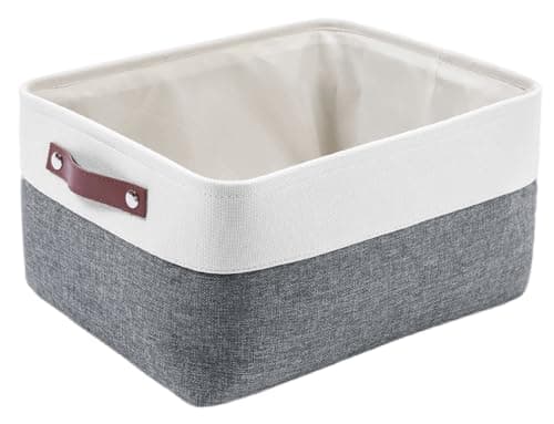Mangata Woven Fabric Storage Boxes, Canvas Organizer Storage for Clothes, Toys, Shelves(M, Cold Grey)