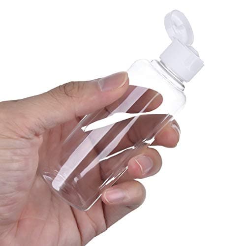 Voarge 5 Pack 100ml Plastic Bottle with 2 Small Funnel and 64 Sheets Free Labels, Transparent Plastic Air Flight Travel Bottle Set with Small Funnel for Flight, Airport, Vacation — view 3
