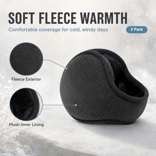 NWDEY 2 Pack Winter Warmers Ear Muffs for Women and Men，Black*Navy — view 2