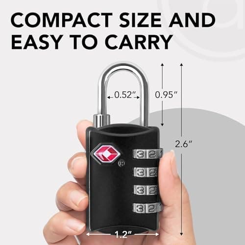 Desired Tools Luggage Locks TSA Approved (1 Pack), 4-Digit TSA Locks for Luggage, Locker, Suitcase, Backpack, School Bag, & Travel Bag - Portable, Rust-Resistant, & Secure Combination Lock, Black — view 2