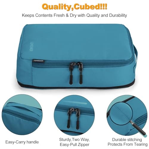 Compression Packing Cubes, Lumesner 8 Set Travel Essentials Packing Cubes for Carry on Suitcases, Compression Suitcase Organizers Bag Set & Travel Cubes (8-piece,Blue) — view 6