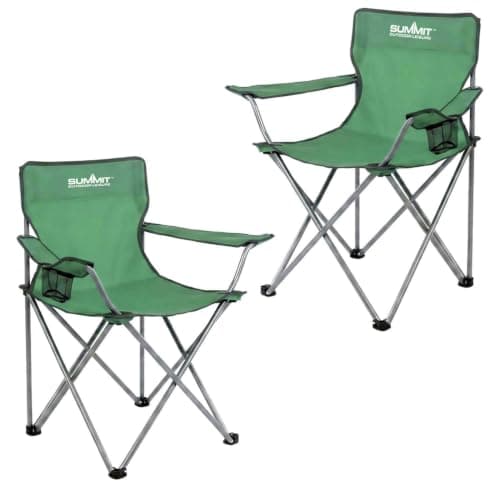 Folding Camping Chair With Cup Holder | Carry Bag | 2 Set | Green