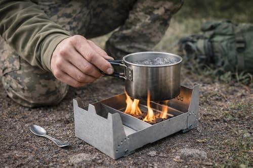 British Army Cooker & Fuel Set Compact Lightweight Folding Backpack Stove | Fire Dragon Gel Blocks Included | Military Camping Bushcraft Survival Cooking — view 2