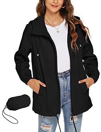Rapbin Waterproof Jackets Women Jackets Trench Coat Rain Jacket Raincoat