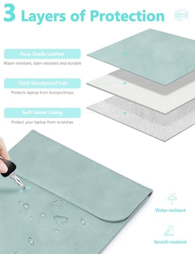 HYZUO 13 Inch Laptop Case Bag Sleeve for MacBook Pro Air M5, Mint Green — view 3
