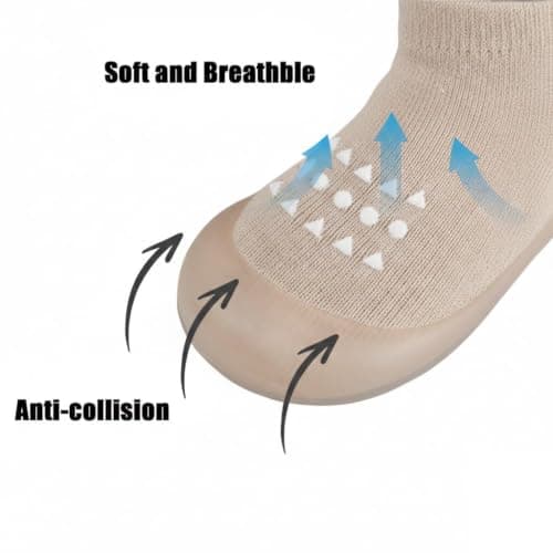 PandaEar 2 Pack Baby Sock Shoes Toddler Walking Shoes, Non-Slip Soft Sole Sneakers Breathable Slippers for Infant Boys Girls — view 6