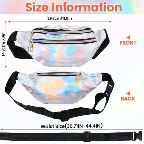3 Pcs Holographic Bum Bags - Waterproof Fanny Packs for Women & Men — view 2
