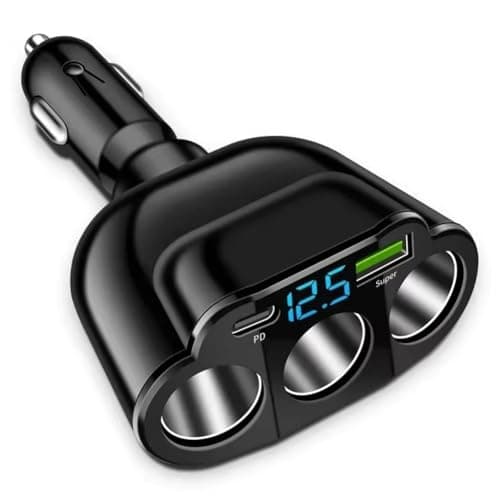 EaseSunny 5-in-1 Car for CHARGER Adapter with 66W PD Fast Charging & Digital Display, 360° Adjustable Multi-Port USB Socket for Smartphones and Tablets — view 2