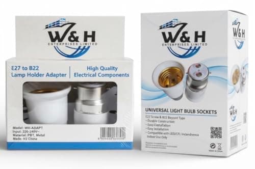 W&H ENTERPRISES LIMITED Twin Pack Light Bulb Holder, B22 to E27 Bayonet to Edison Screw Lamp Light Adaptor Converter - [Energy Class A] Bright White