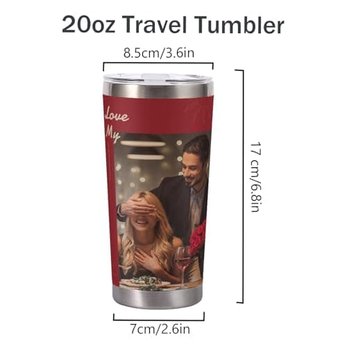 Personalized Photo Tumbler 20oz, Custom Stainless Steel Coffee Mug with Picture & Text, Double-Wall Insulated Travel Cup, Custom Gift for Christmas, Birthday, Anniversary, Mother’s Day, Father’s Day — view 3