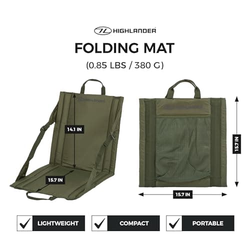 Highlander Foldable Outdoor Seat Mat Lightweight Padded Portable Stadium Seats Ideal for Walking, Picnics, Camping, Hiking or Festivals (Olive Green) — view 2