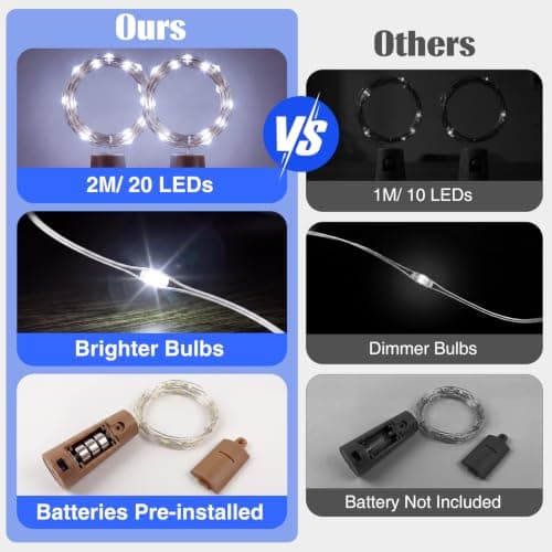 btfarm 6 Pack Bottle Lights with Cork 2M 20LED Fairy Light Battery Operated — view 5