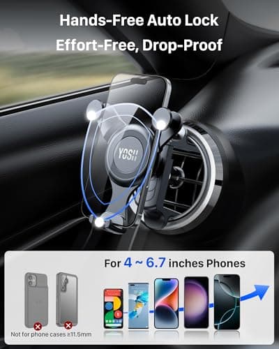 YOSH Mercedes Phone Holder for Round Air Vent, Car Phone Holder for Audi — view 4