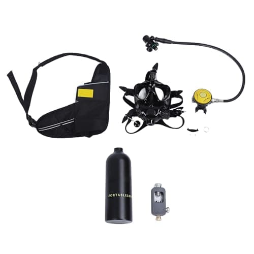 ASHATA Portable Lung Tank with Camera Mount Diving Goggle, 1L Scuba Cylinder for Easy Recording Underwater Adventures (Black) — view 5