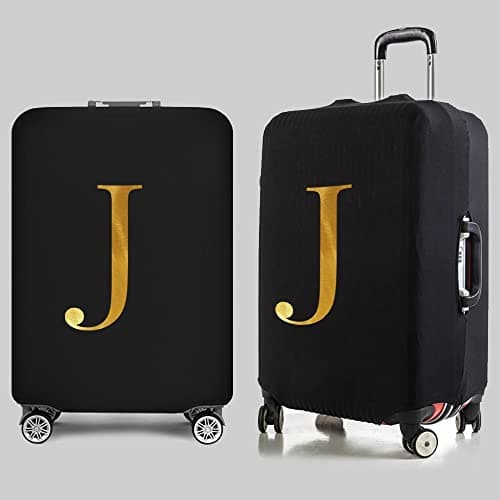Initial Letter Printed Design Travel Trolley Case Cover Protector Washable Suitcase Cover Luggage Storage Covers for 18-28 Inch Luggage Cover (L (26-28 inch Luggage), Gold J) — view 3