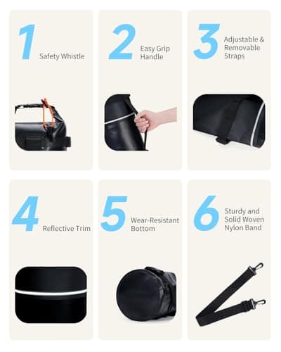 ECOHUB Waterproof Dry Bag with Waterproof Phone Case, 20L Roll Top Lightweight Dry Backpack with Long Adjustable Shoulder Strap for Kayaking Hiking Canoeing Floating Rafting Swimming, Classic Black — view 5