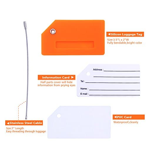 Silicone Luggage Tag with Name ID Card to Quickly Spot Suitcase(Orange 5) — view 3