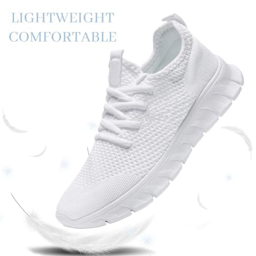 White Trainers Men Women Running Shoes Slip On Gym Sports Size 6 UK — view 2