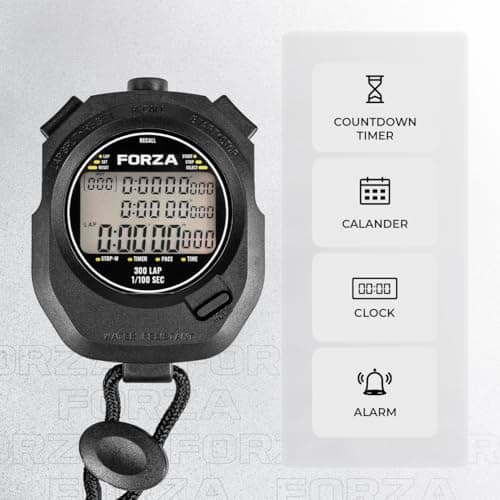 FORZA Stopwatch 300 | Professional Grade Stopwatch with 300-Lap Memory & Water-Resistant Casing - Battery & Lanyard Included (Pack of 1) — view 4