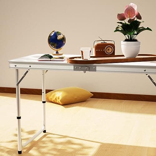 Lightweight Folding Table Extra Strength Camping Buffet Trestle Table for Indoor Outdoor, with Carrying Handle Foldaway Table, Aluminium Folding Table for Wedding Market Garden Party Picnic BBQ — view 2