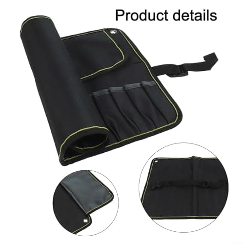 Trayneel Motorcycle Tool Roll Bag Multi Pocket Large Capacity Thickened 600D Oxford Cloth for Mechanics Electricians Plumbers DIY Repair Kits Portable Onboard Luggage(Black) — view 6