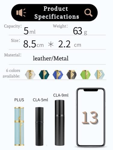 AsaNana Perfume Atomiser, Refillable & Travel Size Perfume Bottle, Leaking Proof,Bottom Pump without Funnel, Luxurious Small women and men, 5ml (Navy Blue) — view 6