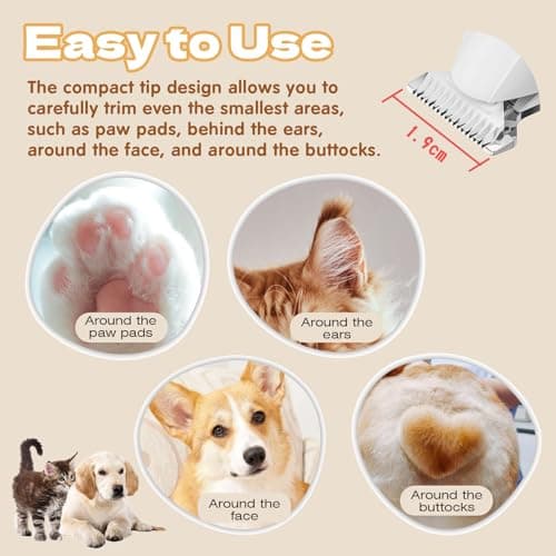 Pet & Trimmer, for Cats & Dog, USB Charging, LED Light, Paw Plant, Ears, Face, Butt, Partial Cut, Pet Trimmer, Small Size, Lightweight, Low Noise, Low Vibration, Cordless — view 5