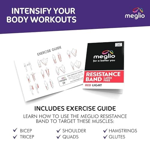 Meglio Resistance Band, 1.5m, Red, Latex Free, With Exercise Guide — view 5