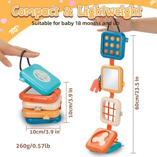 ZCOINS Foldable 5-Panel Activity Busy Cube for Toddlers 18M+, Home & Travel Montessori Sensory Busy Board with Fine Motor Activities, Independent Play Baby Toy Airplane Essentials & Learning Gift — view 3