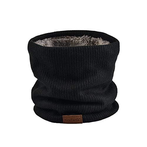 NovForth Unisex Winter Tube Scarf, Ski Neck Warmer kerchief for men, Face scarf for women, Fleece Tube Scarf for men, Gaiter Mask, Thick Windproof Loop Scarf, Black X2, M