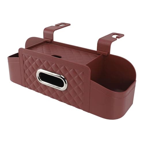 Cocoarm Car Back Seat Organizer, Plastic Car Headrest Storage Holder with Tissue Box Cover Cup Holder and Phone Stand, Hanging Backseat Storage Box for Family Travel (Wine Red) — view 2