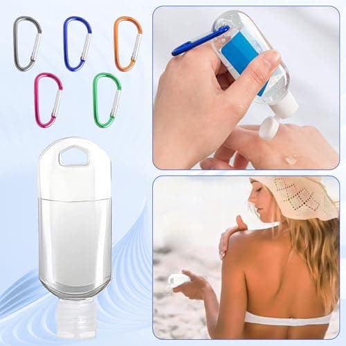 HuaaxtLang 5PCS Hand Sanitiser with Clip,50ml Travel Bottles for Toiletries,Portable Plastic Leakproof Squeeze Bottles Kits with Flip Cap for Home Office Outdoor — view 5